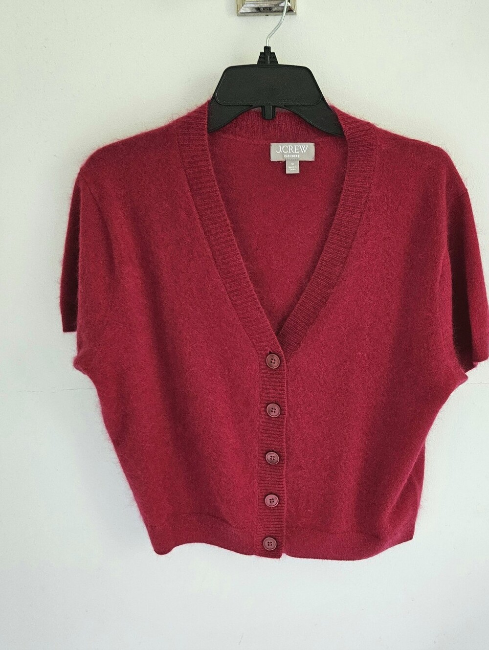 J. Crew Brushed Cashmere Cardigan Sweater Shoet Sleeve - Picture 2 of 5
